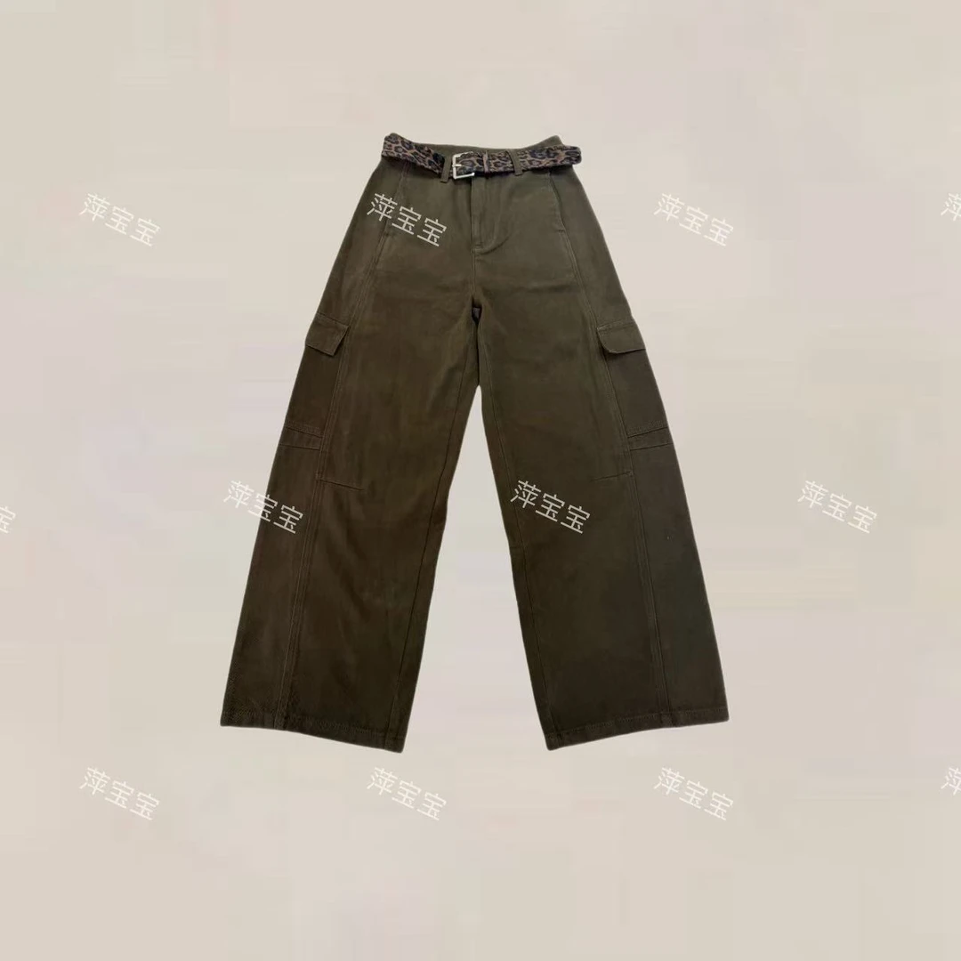 萍宝宝 JINAQUA |工装宽松休闲焦糖牛仔裤