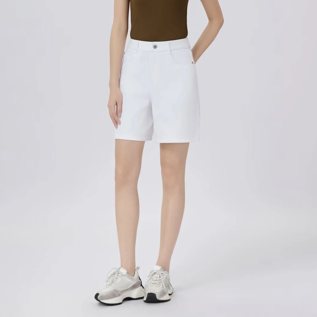 GIRDEAR/哥弟冬季水洗直筒时尚高腰显瘦拉链牛仔短裤女110003