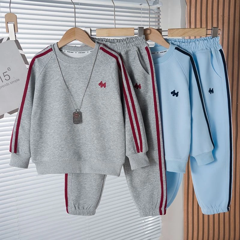 春季儿童洋气两件套男童长袖圆领宽松套装运动休闲韩版时尚炸街LQ