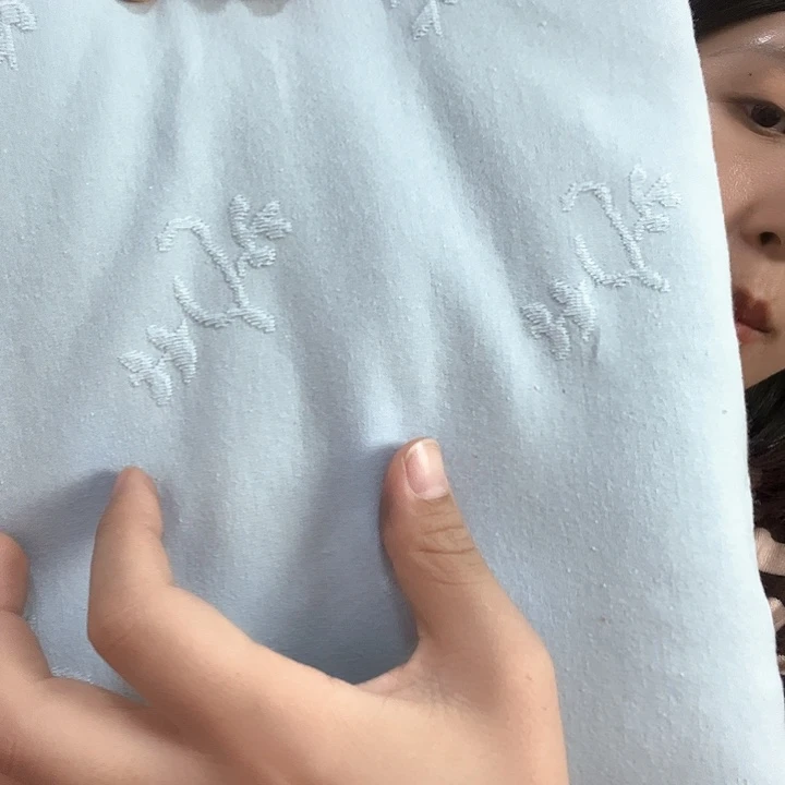 天蓝色全棉提花两米