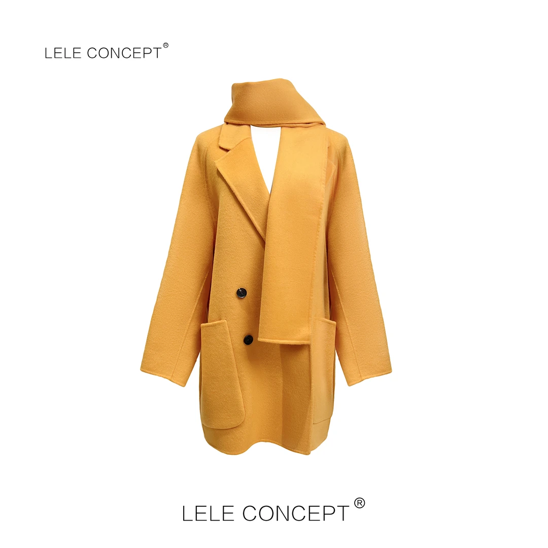 LELE CONCEPT｜[颖] 多色围巾大衣外套D0093