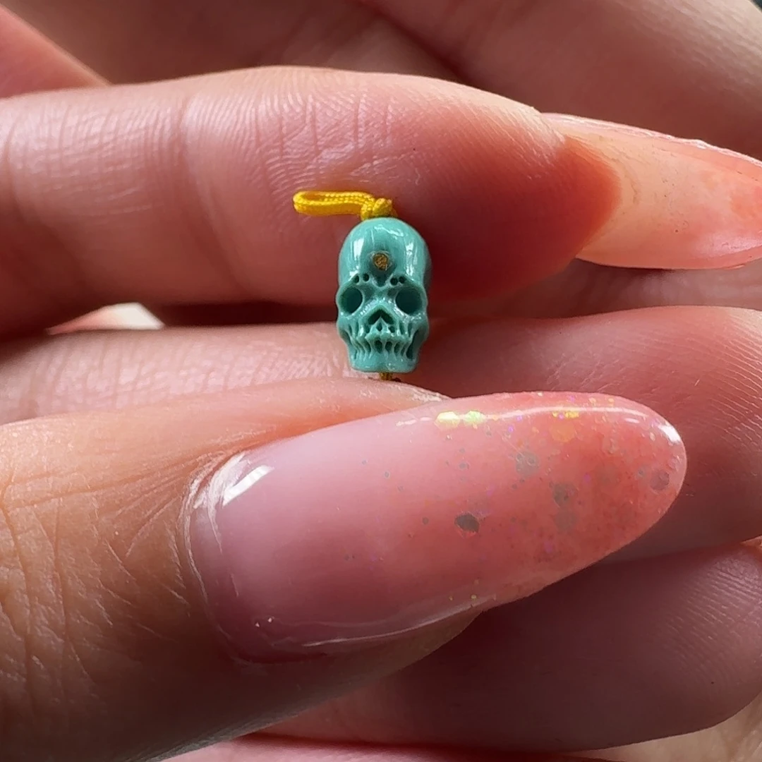 绿松石未镶嵌吊坠(不含链)迷你骷髅头卡4.8