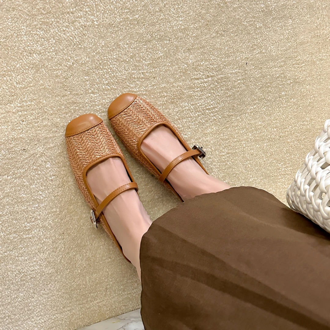 复古编织方头凉拖鞋女2025年夏季新款时尚小众气质小众懒人半拖女