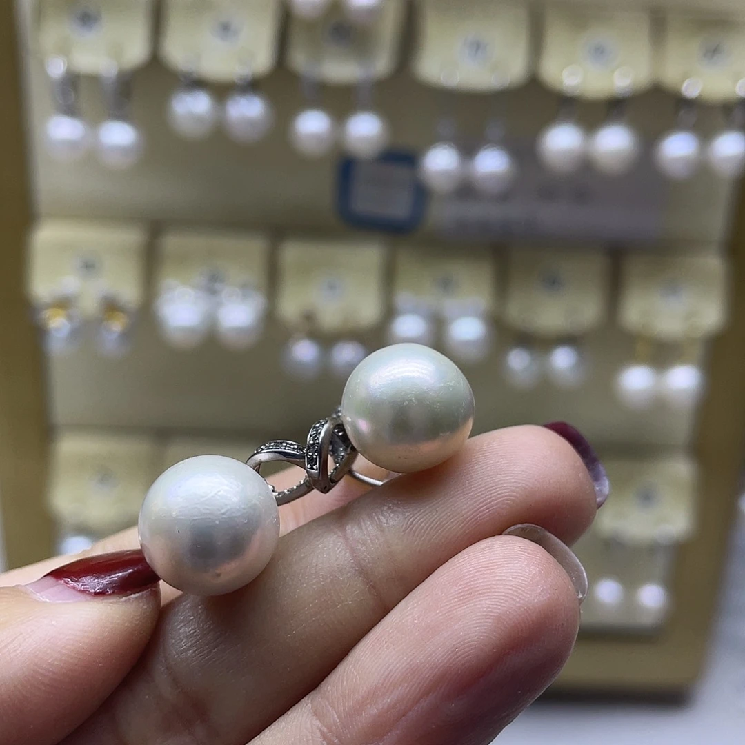 淡水珍珠耳饰银S925镶嵌