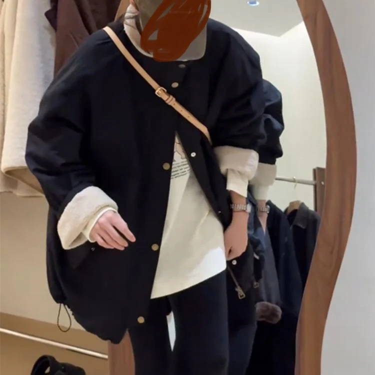 女中长款连帽保暖韩版短外套拉链冬季立领显瘦风衣