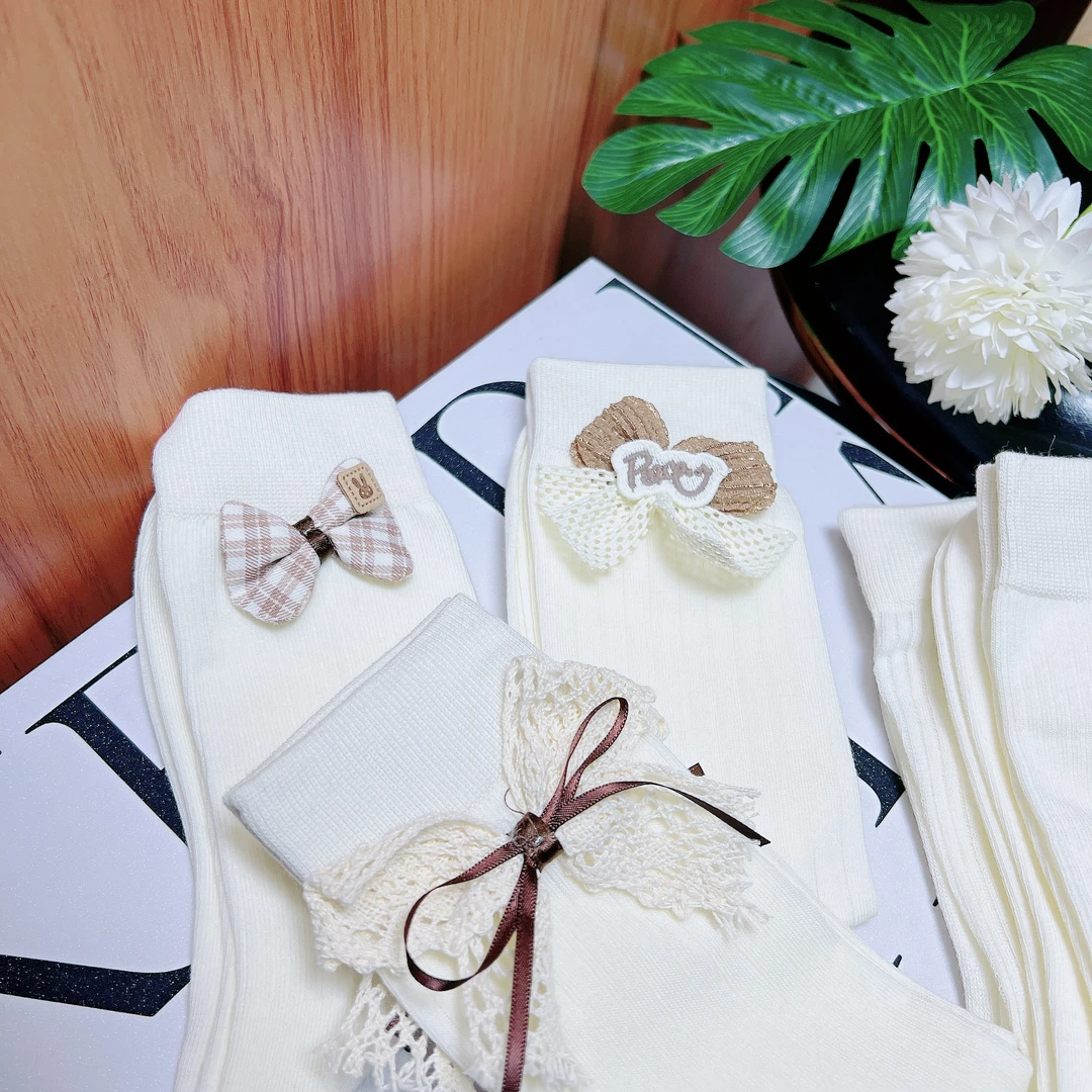 蝴蝶结夏季中筒女厚款冬季中筒袜秋季少女风速干春季7号