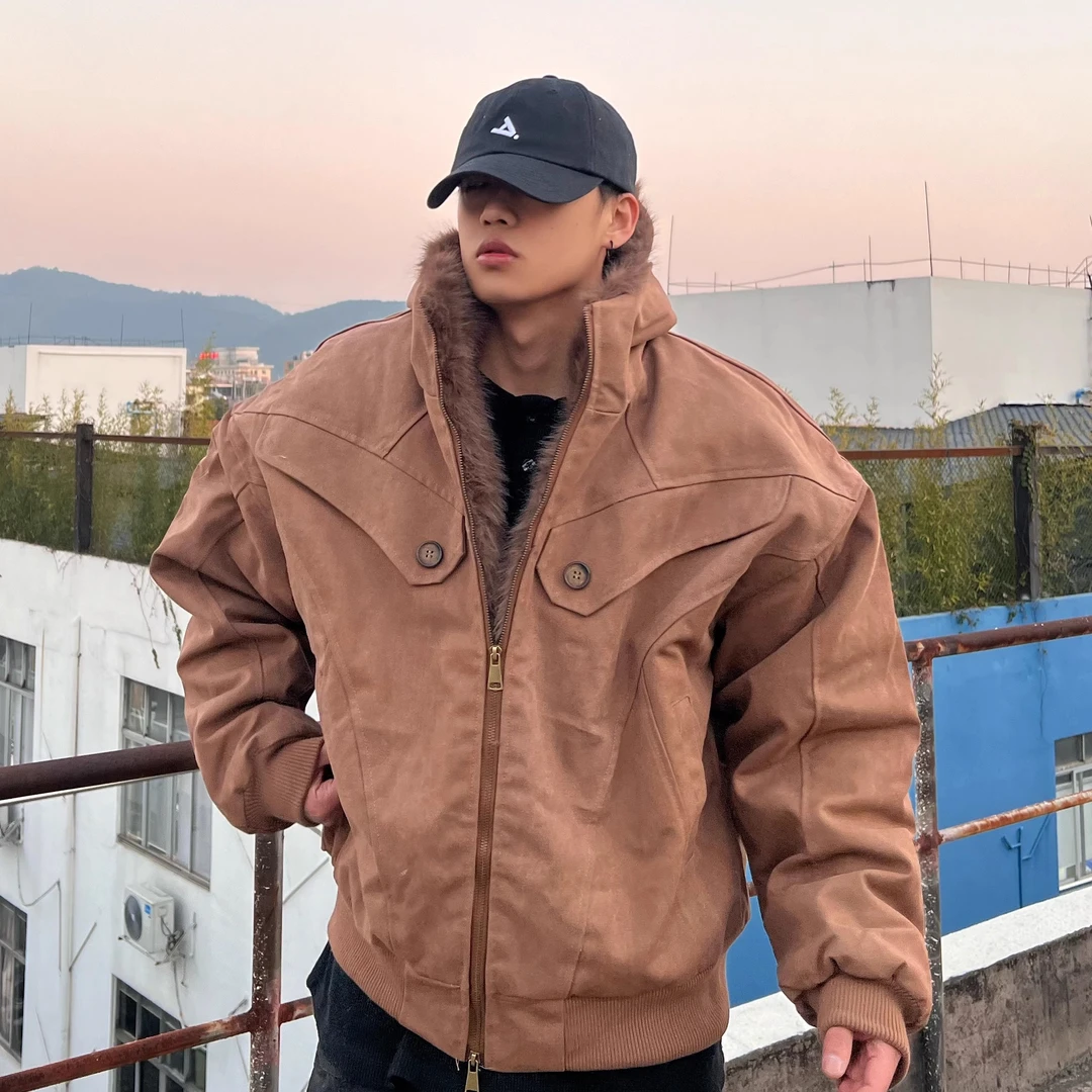 HIP潮牌冬季新款男士bomber飞行夹克棉服美式户外登山座山雕外套