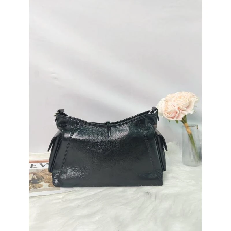 小众设计真皮女包时尚简约单肩斜挎包包-99081黑