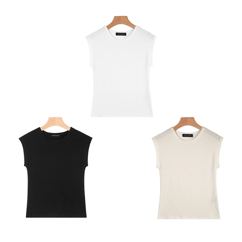 -YANRAN-小飞袖女清新款小众设计感舒适透气休闲短袖 2455