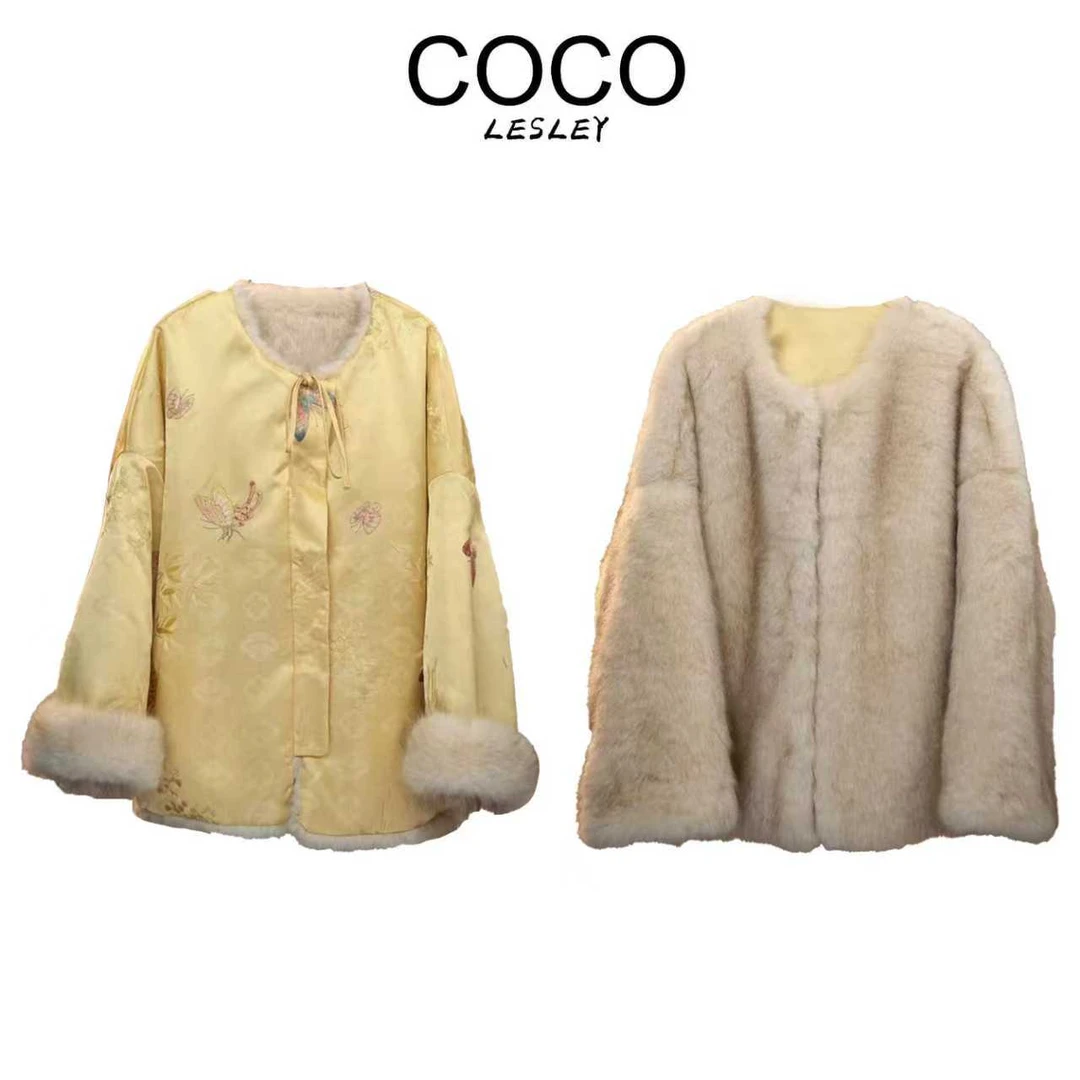 【COCO LESELY】轻奢桑蚕丝气质外套刺绣双面双穿外套 ——蝶恋花