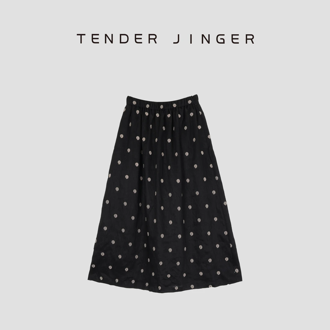 Tender Jinger亚麻经典绣花半身裙T52SAI30282