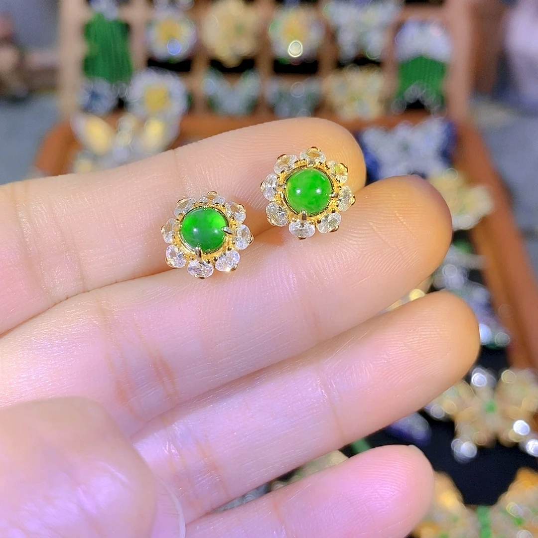 吊坠(不含链)银S925镶嵌翡翠