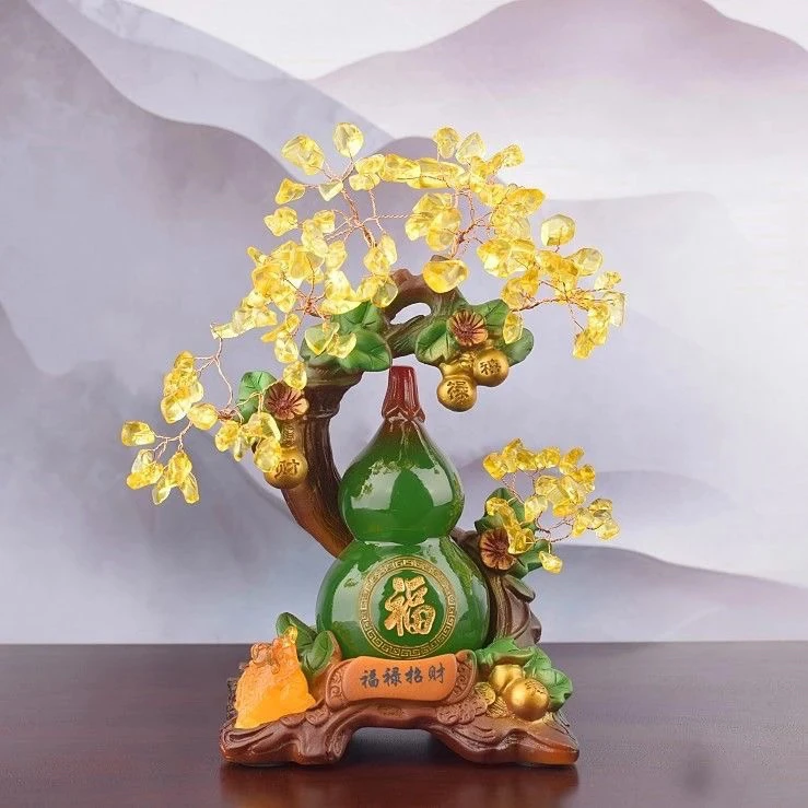 福禄葫芦摆件带水晶（长13高20）