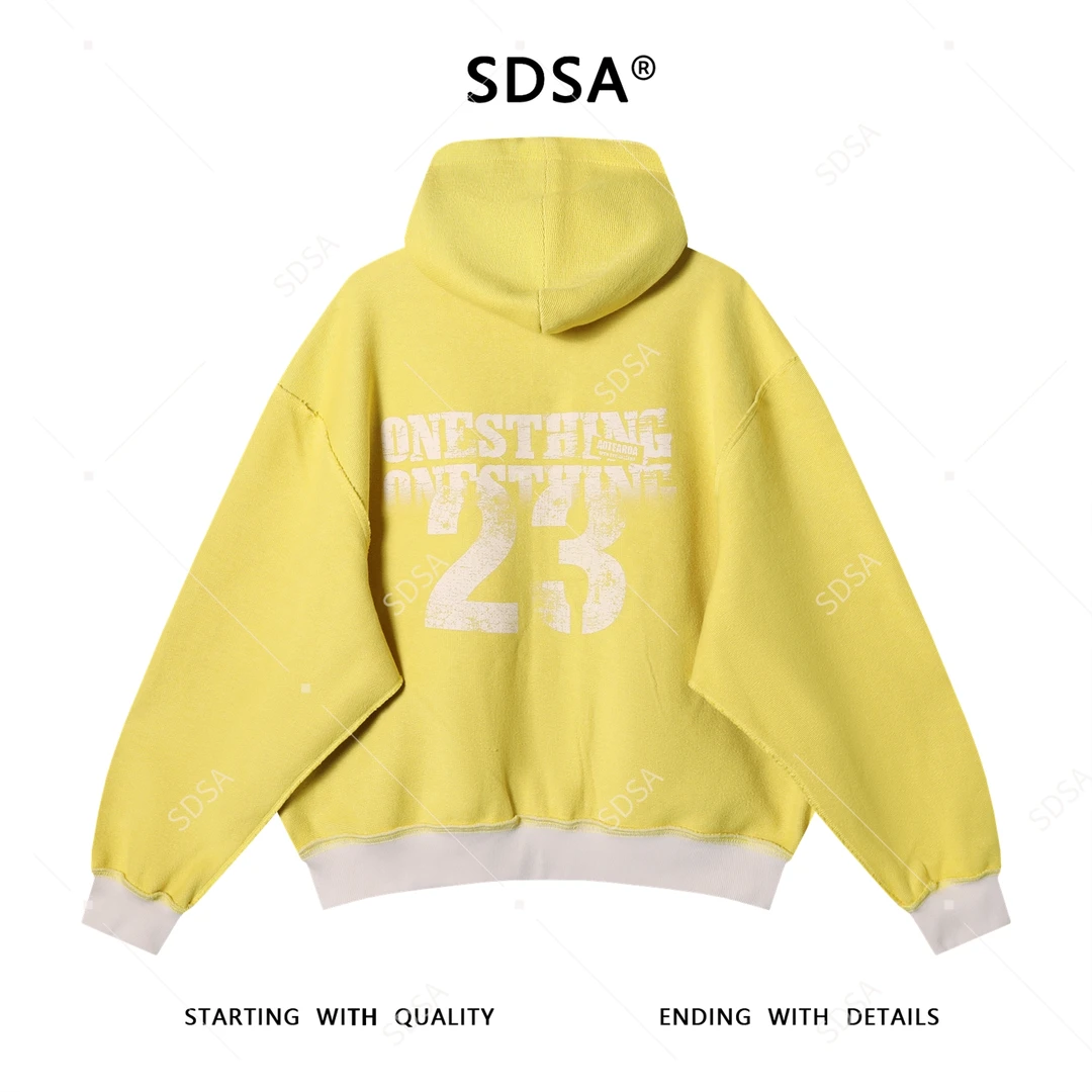 SDSA男士秋冬新款痞帅男装磨边连帽卫衣拉链印花字母双面设计上衣