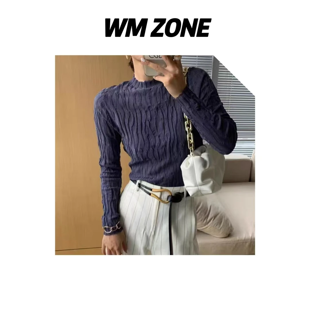 WM 4-3-2392  肌理感褶皱针织长袖