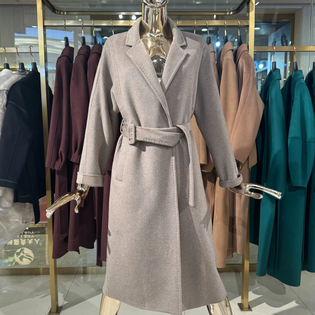 DL.Lady紫绒本色50羊绒大衣时尚百搭中长款