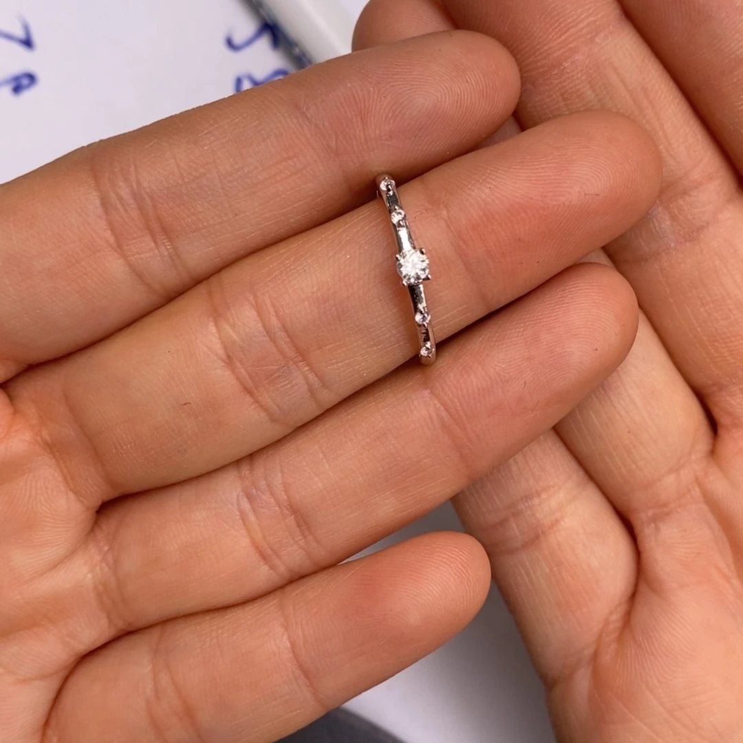 烟晶戒指银S925镶嵌奈*莫桑圆3