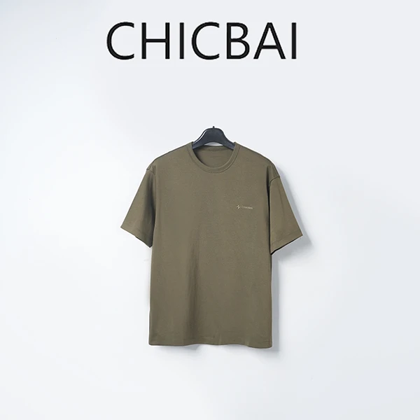 CHICBAI 宽松日常醋酸绣花男T恤S5808