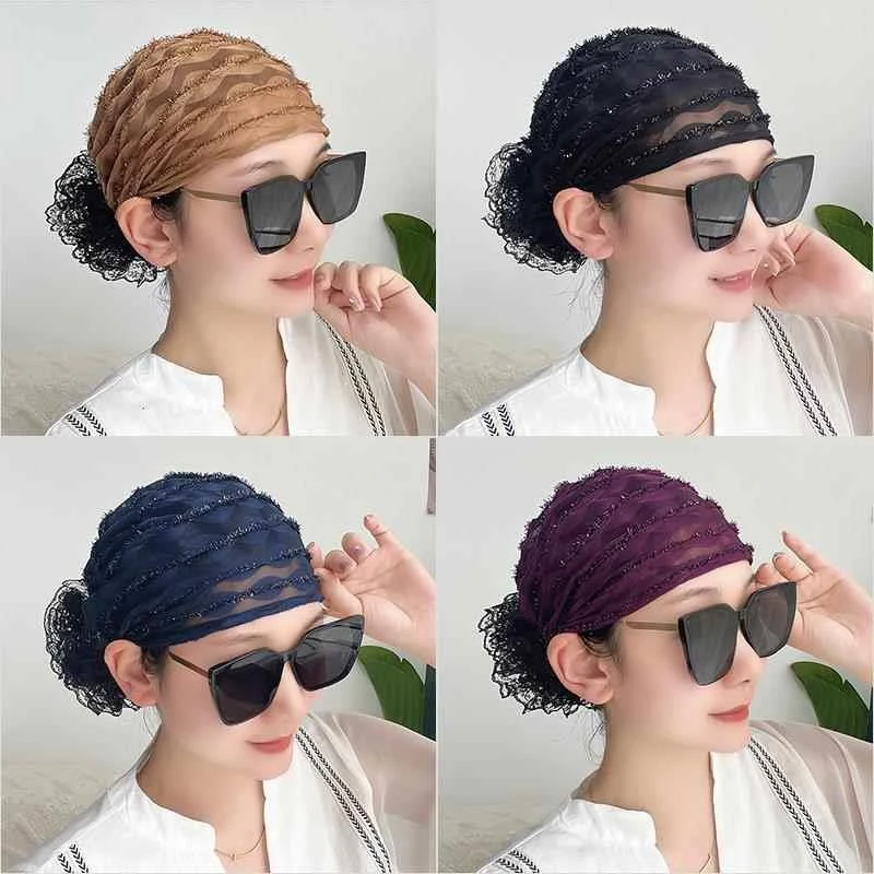 薄款遮白发帽子女款2024新款弹力帽包头帽头饰时尚洋气短发头巾帽