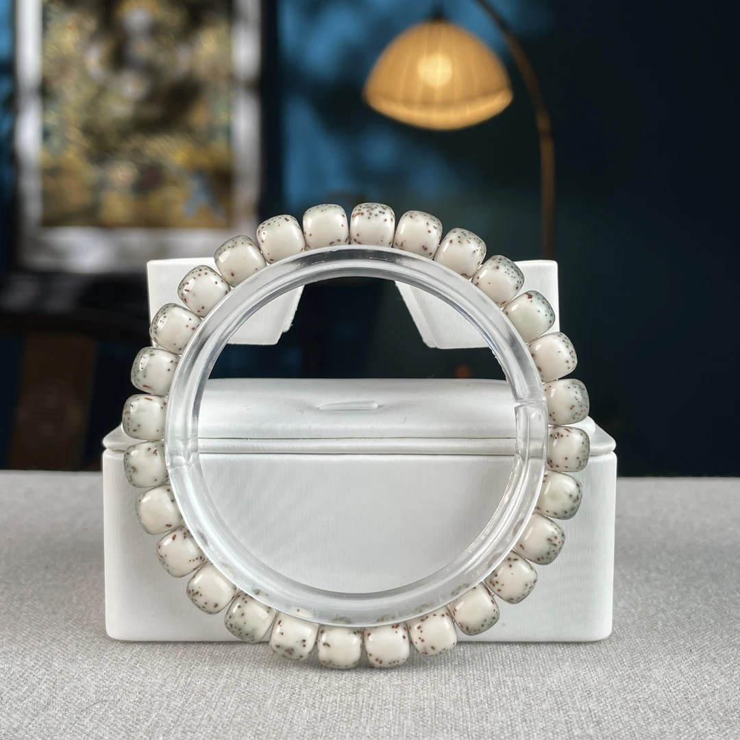 676原生态文玩手串星月菩提石玉料8x7mm河豚手圈 一物一图发货