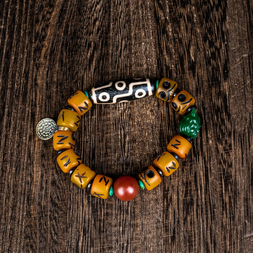 非金属皮质手链 【城丽】九圆前途无量手串/条TZ-2115