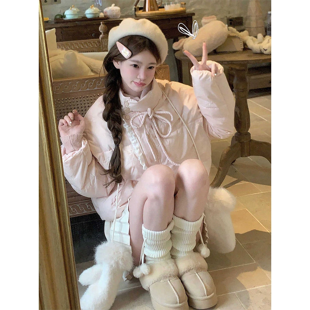 套装长袖甜系暖包 时尚韩系甜美冬季2024新款棉服宽松外套棉衣女