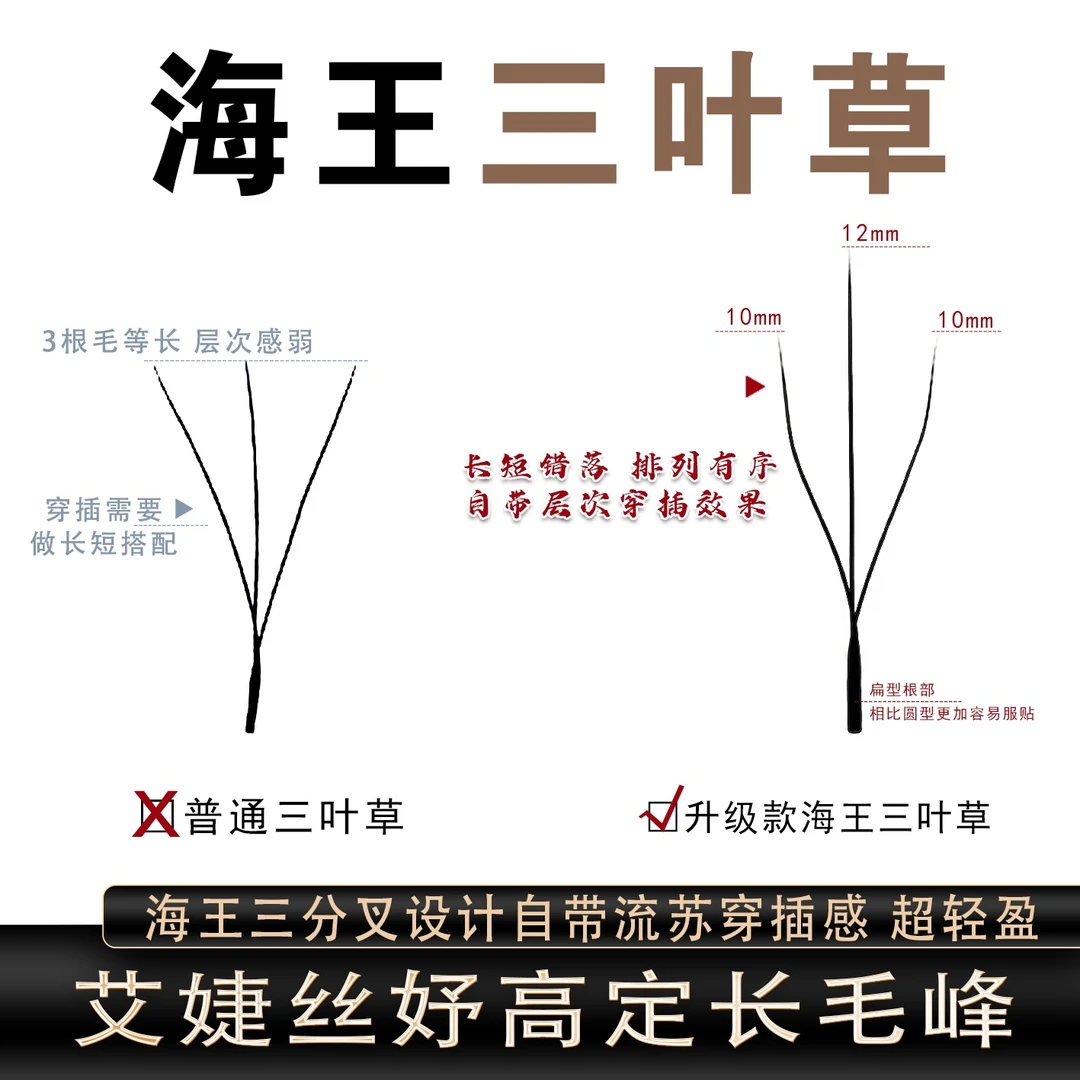 艾婕丝妤海王三叶草睫毛自带层次感轻盈柔软美睫专用美睫睫毛