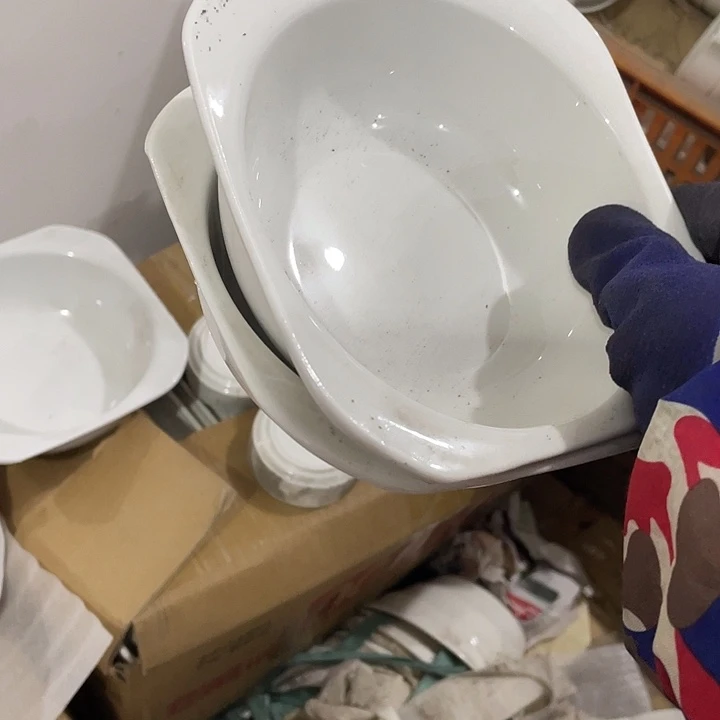 瓷片国营厂强化瓷四角碗一对 口径14.5厘米