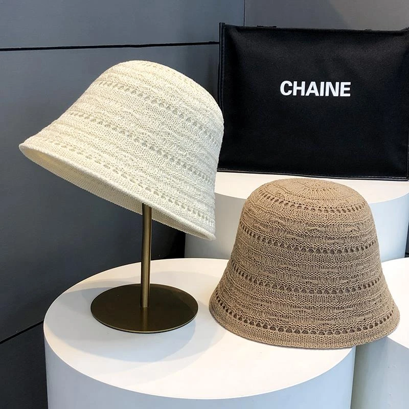 帽子女2025新款时尚潮流显脸小水桶帽夏季镂空透气遮阳编织渔夫帽