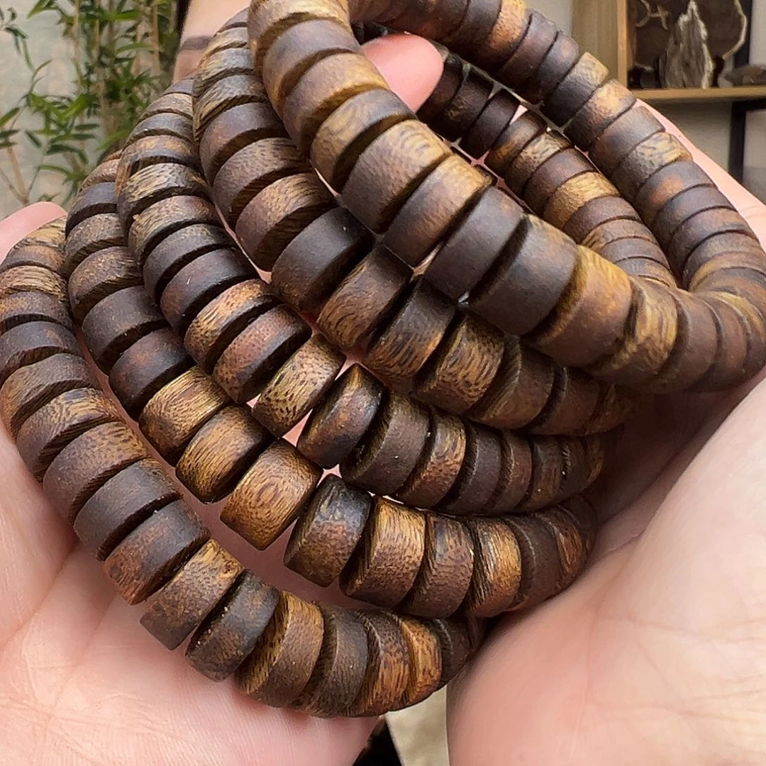 沉香手串海南莺歌绿奇楠金沙叶算盘珠多样性发货一条1.2
