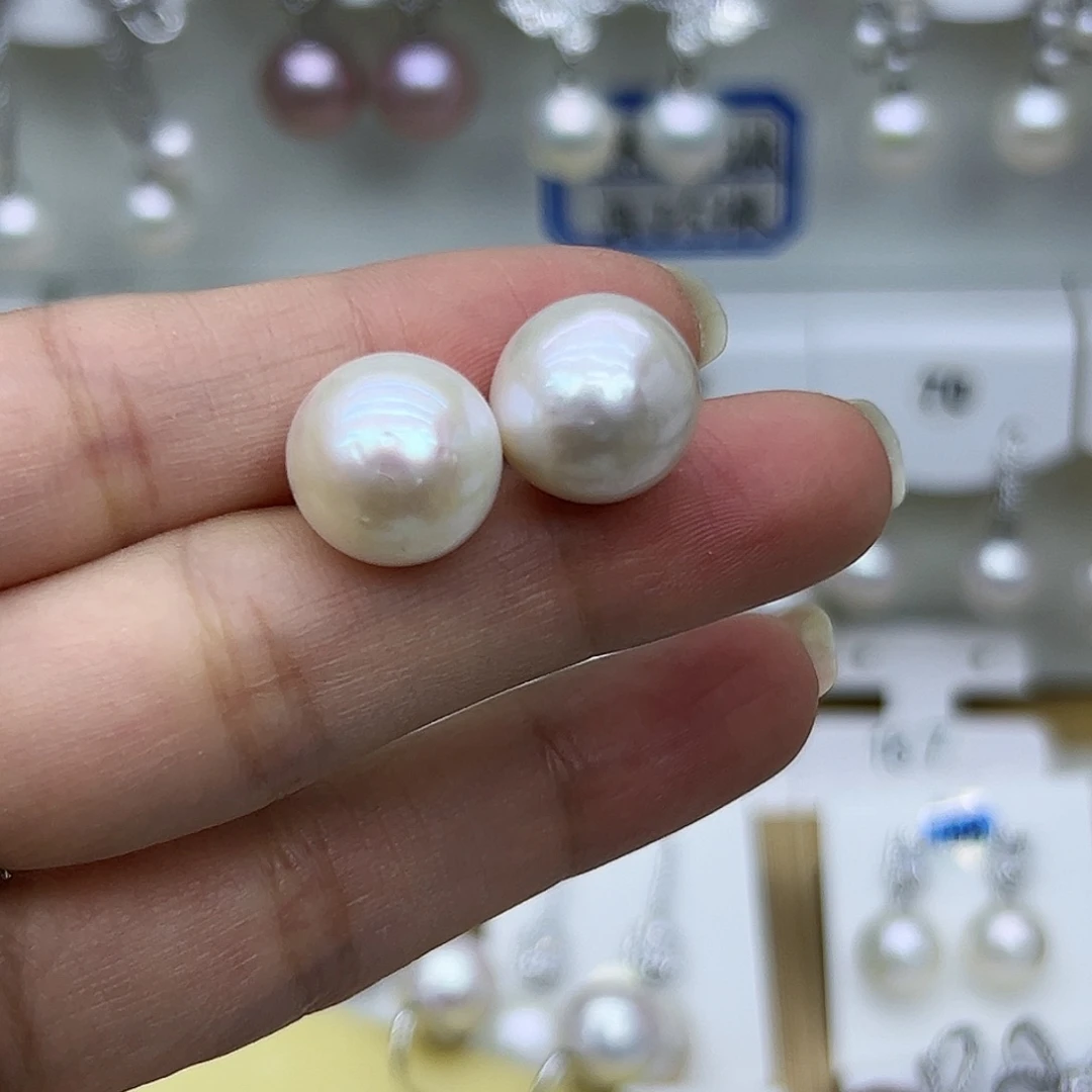 银S925镶嵌耳钉淡水珍珠