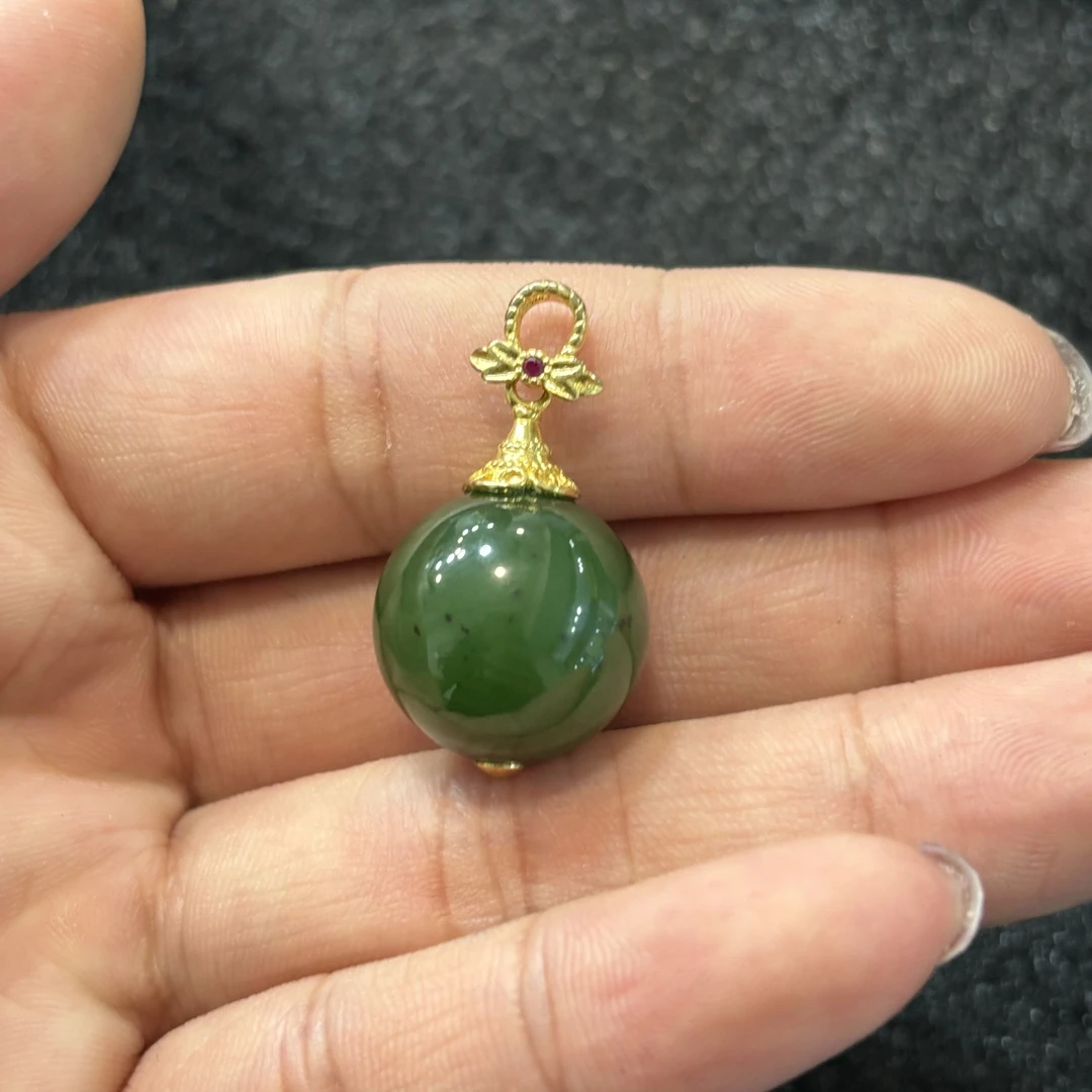 和田玉圆珠单珠吊坠【小北质检】ZJH927Z11多样性发一