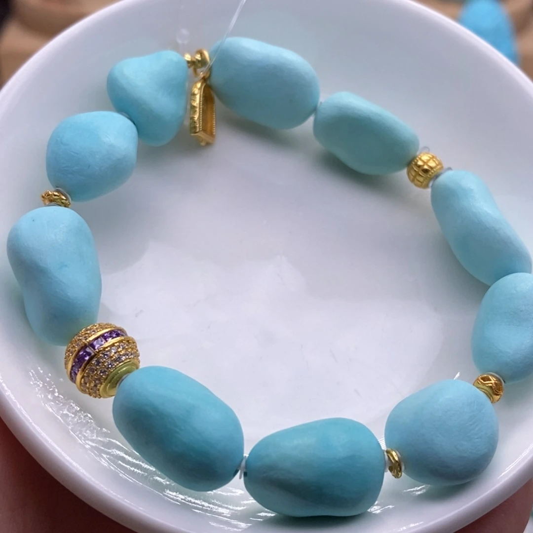 未镶嵌绿松石珠宝奇石 原矿干料 蓝糖豆