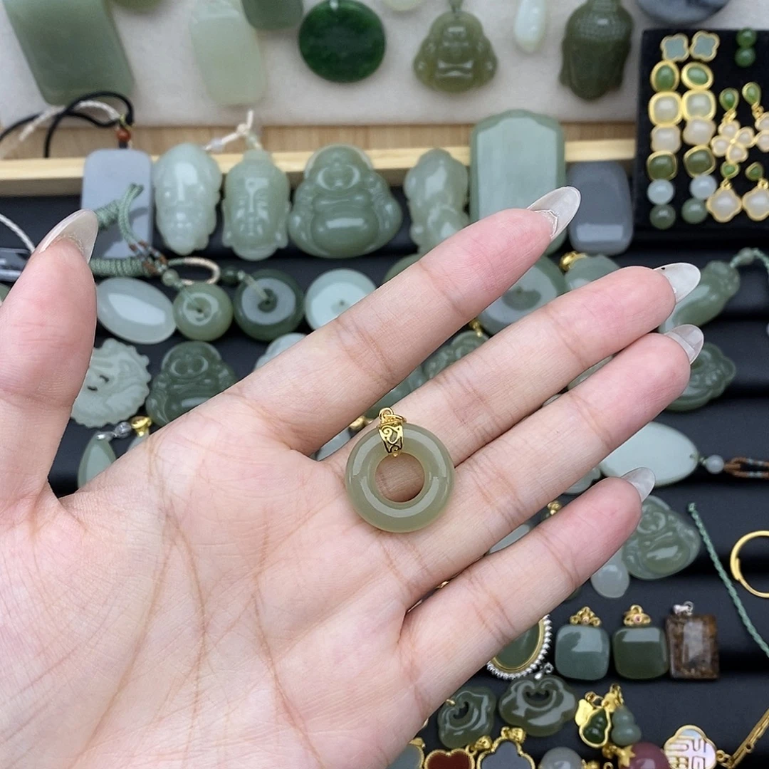 吊坠(不含链)银S925镶嵌和田玉