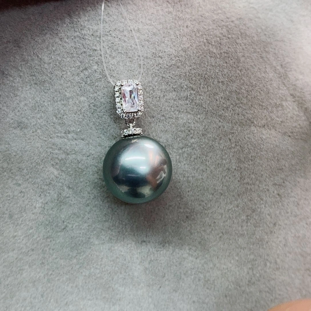 吊坠(不含链)银S925镶嵌海水珍珠12-13