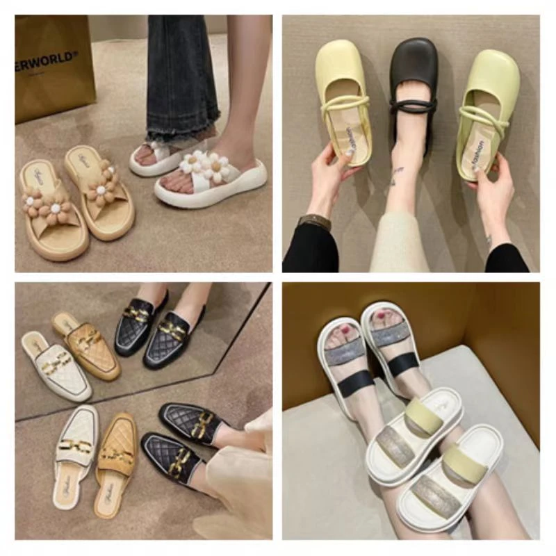 【YLF撤柜款001-464】爆款时尚百搭网红外穿蝴蝶结女拖鞋