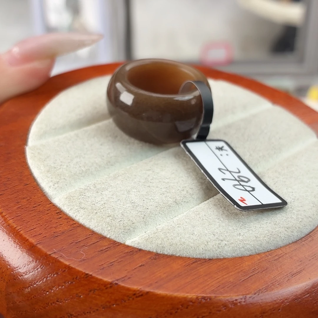 和田玉未镶嵌戒指r33深咖糖拿铁墩墩16.2