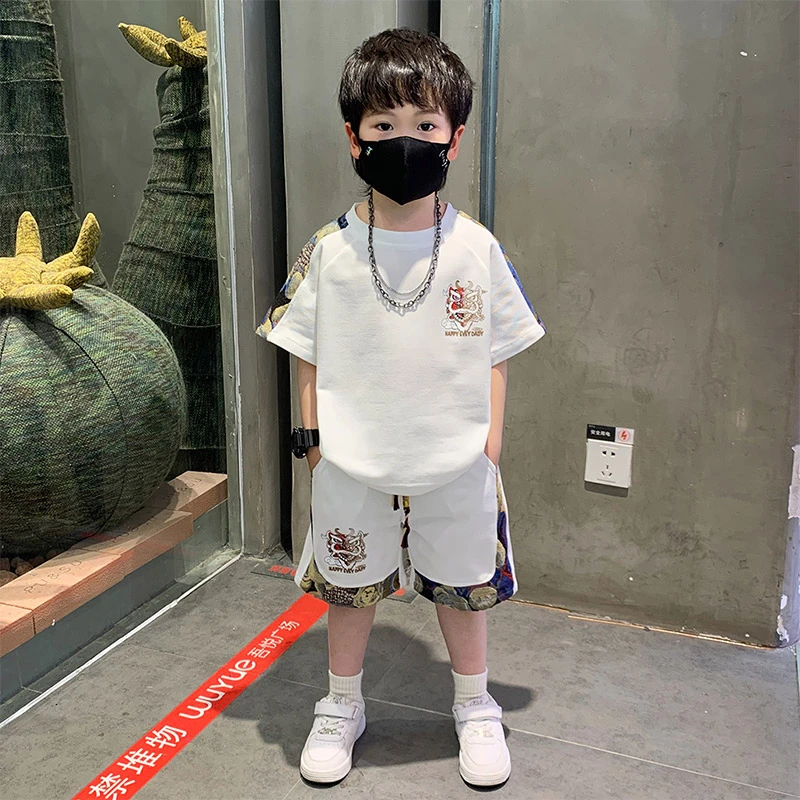 男童短袖t恤夏装套装儿童男孩衣服2025新款体恤夏季宝宝洋气时髦