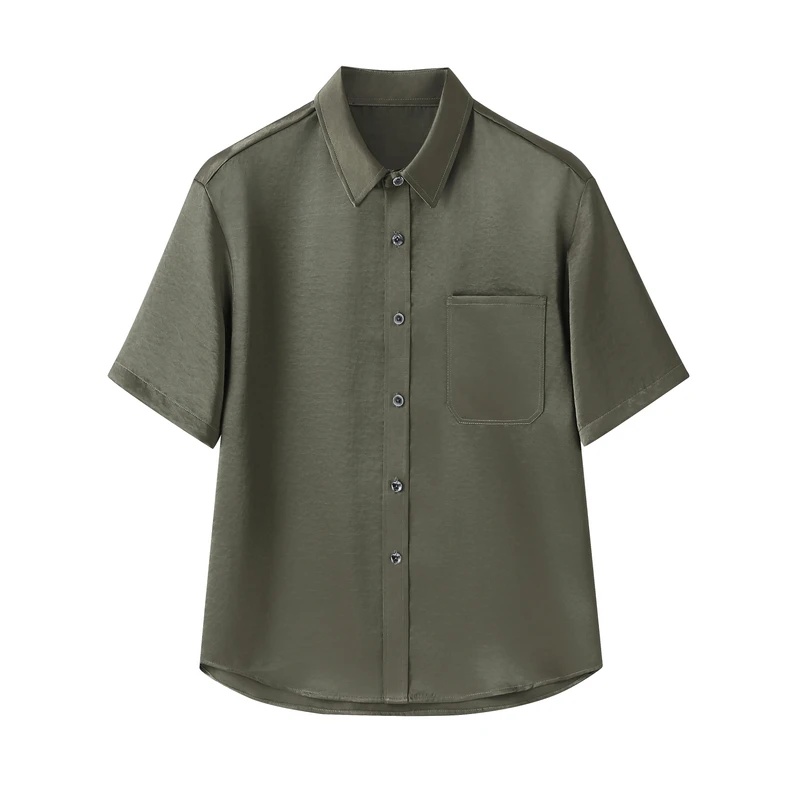 【钱一依专属】顶奢真丝桑蚕丝缎面中式国风夏季轻薄透气休闲衬衣