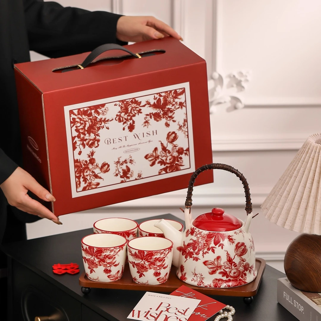 GoingDaily/陶瓷茶具套装精致高档订婚结婚礼物家用乔迁水具套装