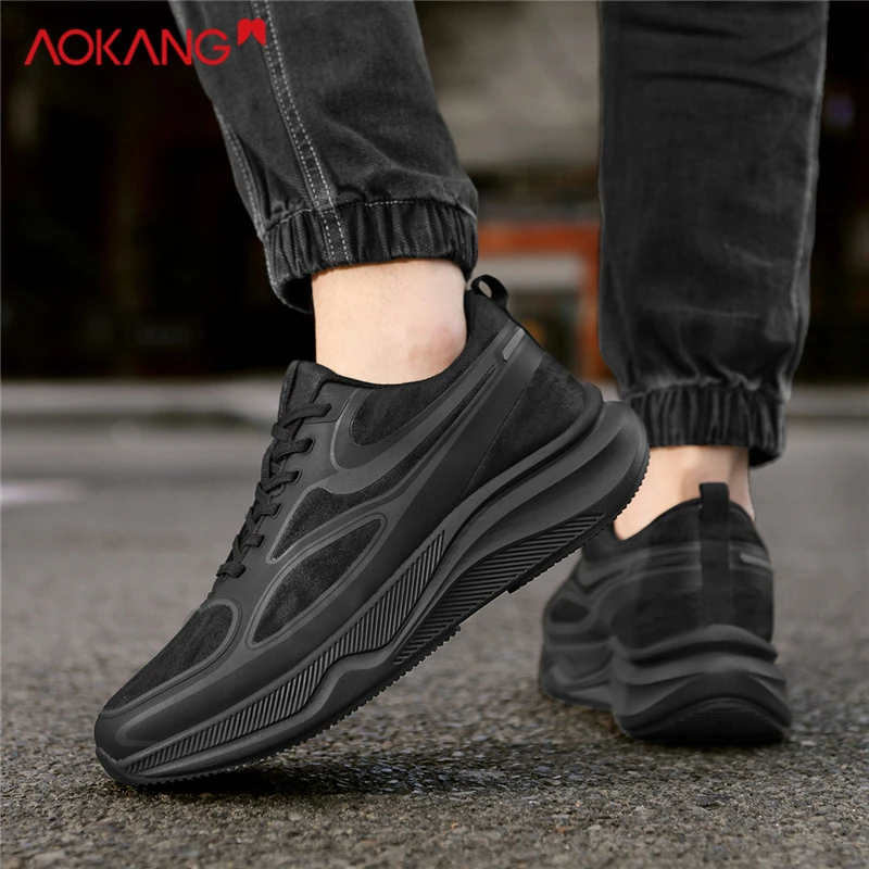 2025男士百搭保暖撞色潮流跑步减震增高舒适轻跑鞋