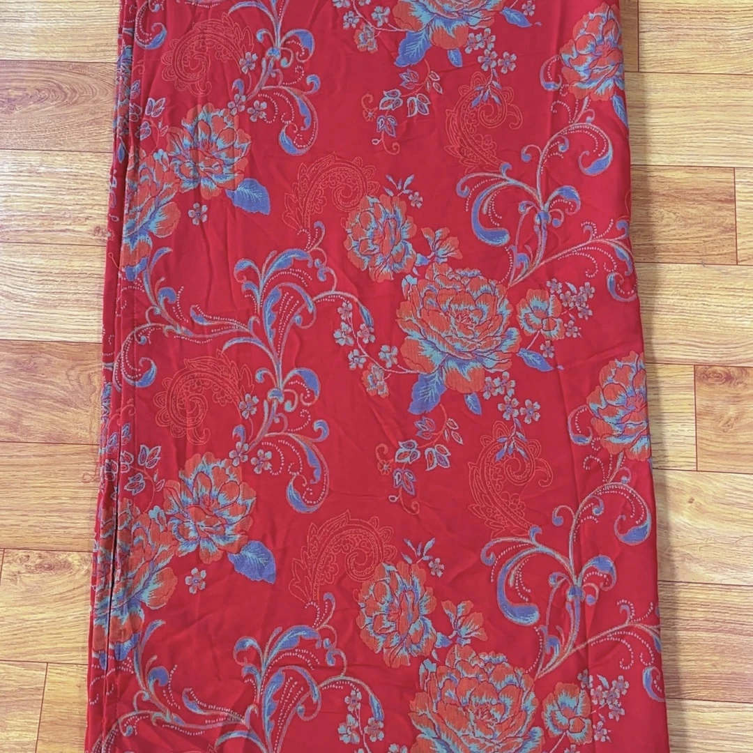 【床单】红色牡丹花床单  2.4X2.5米床单 纯棉双层纱面料