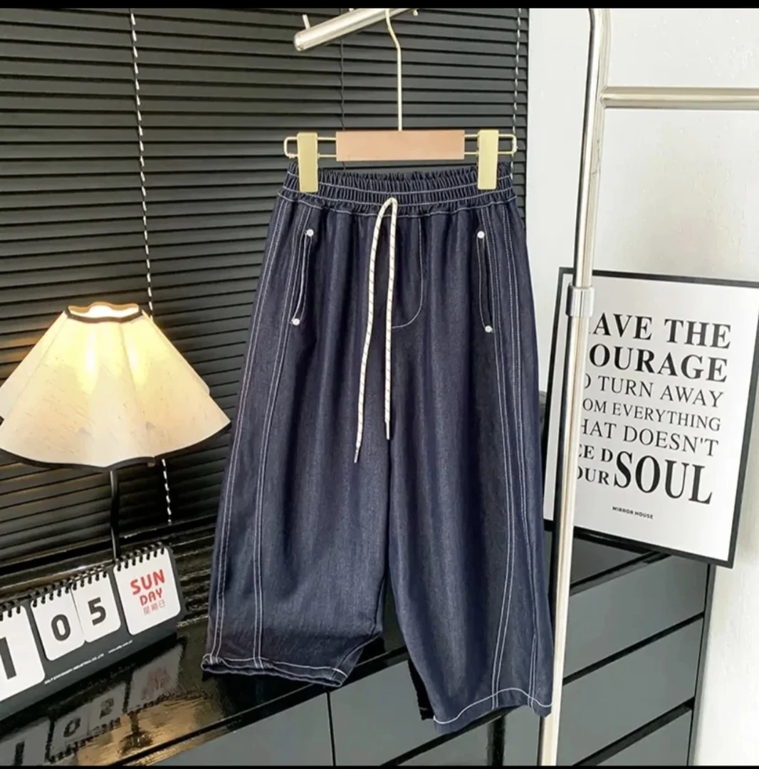 【全码薄款】儿童夏季薄款弯刀裤2025儿童宽松天丝牛仔蓝百搭裤