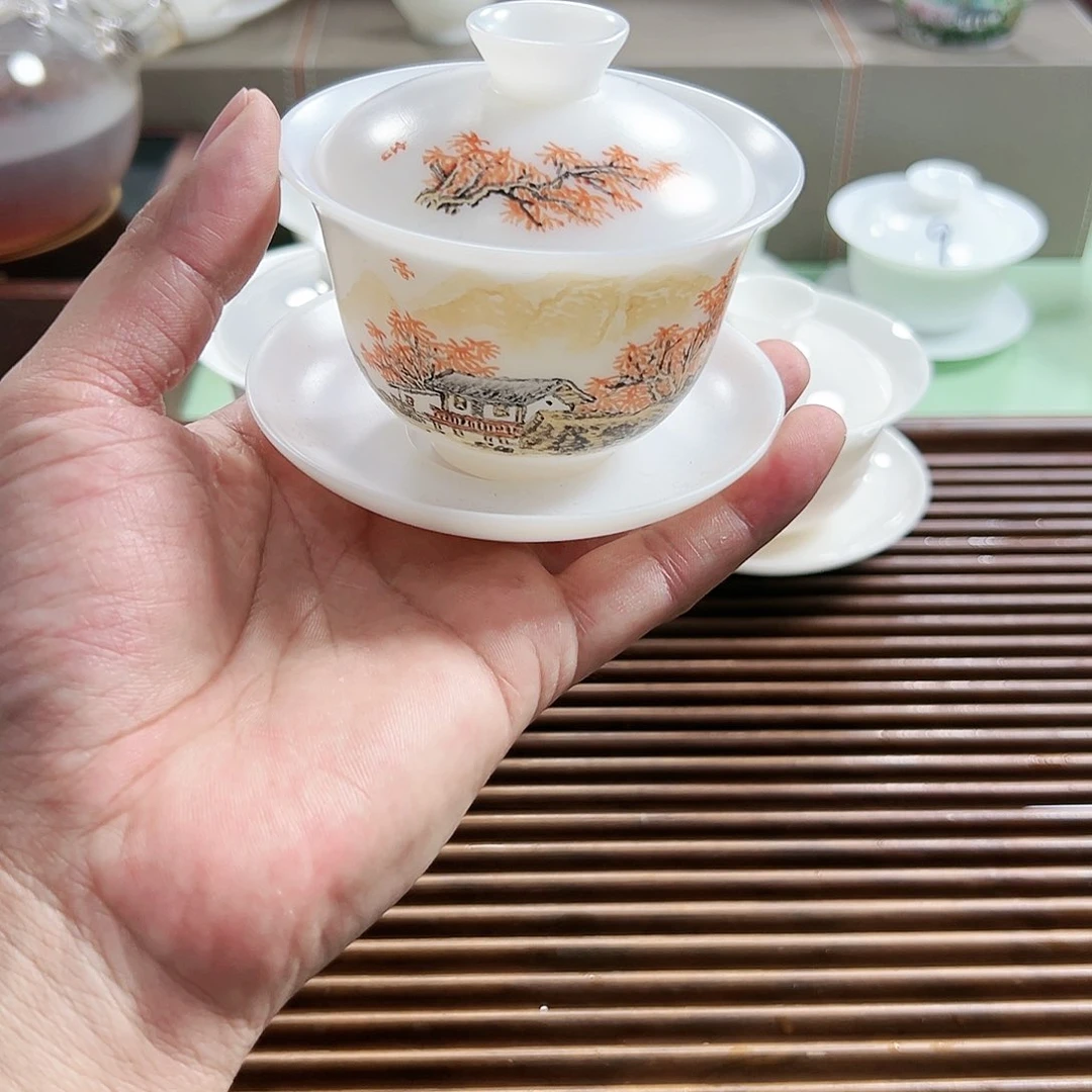 韦*100ml手绘鸿运当头高级盖碗