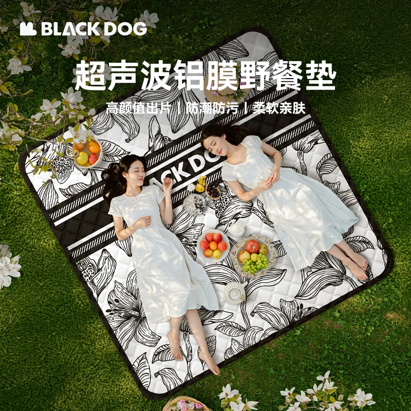 black dog户外加厚防潮铝膜野餐垫野餐露营野营纯棉防泼水加大垫
