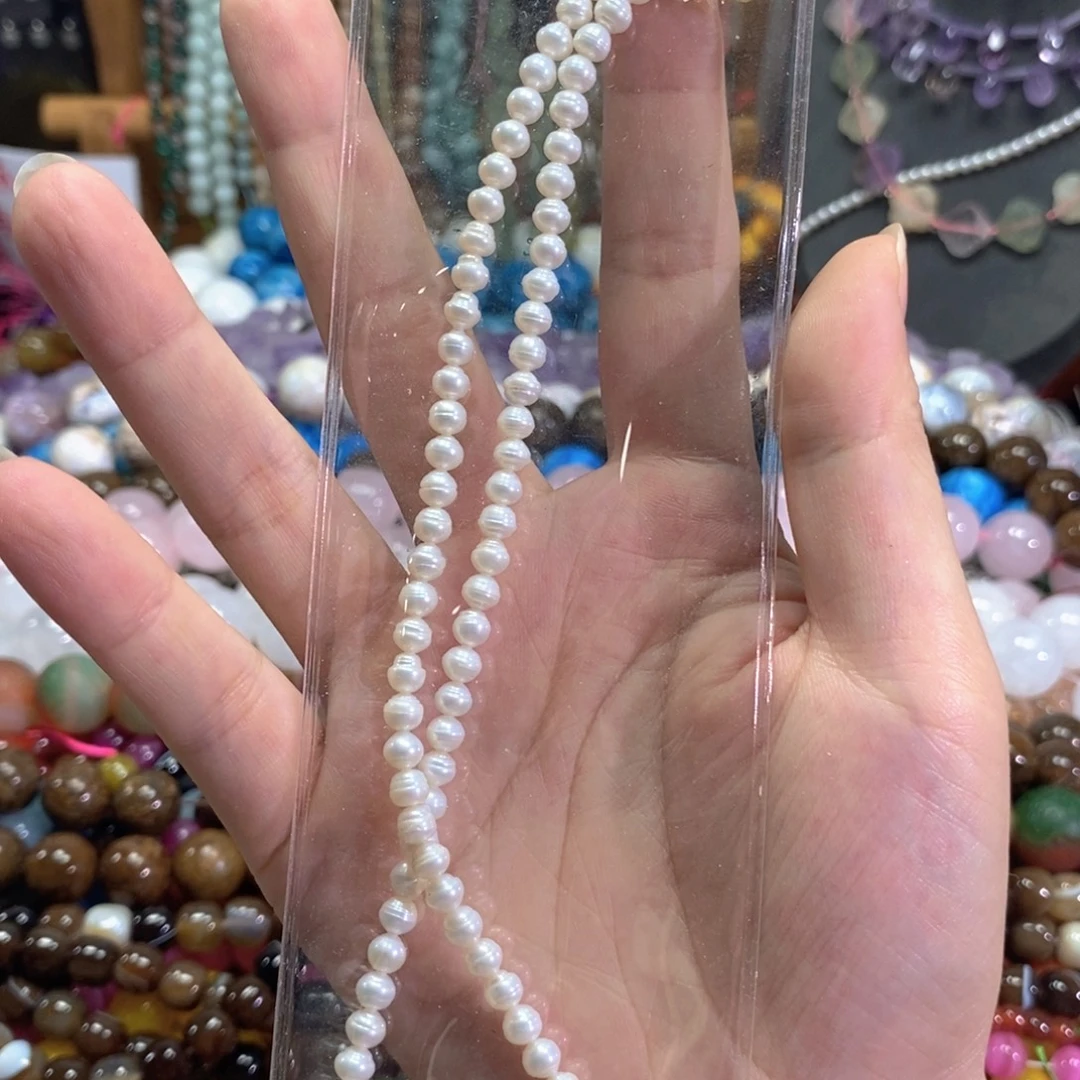 未镶嵌玛瑙/玉髓珠宝半成品珍珠项链一条卡5mm