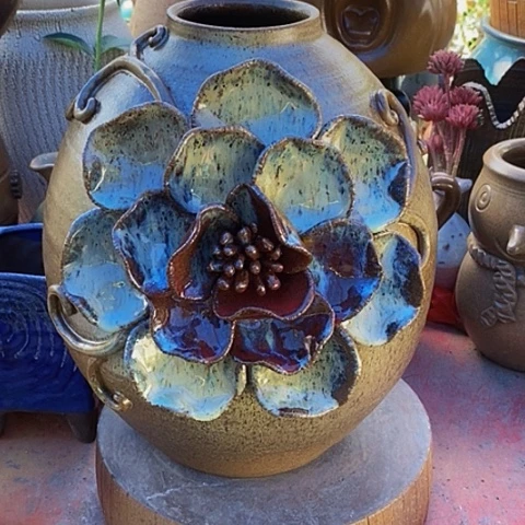 紫砂花盆高度33口10无孔