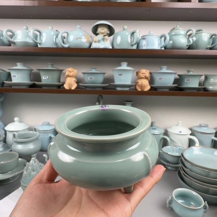 瓷片汝瓷立式炉圈足烧仿古釉孤品特价