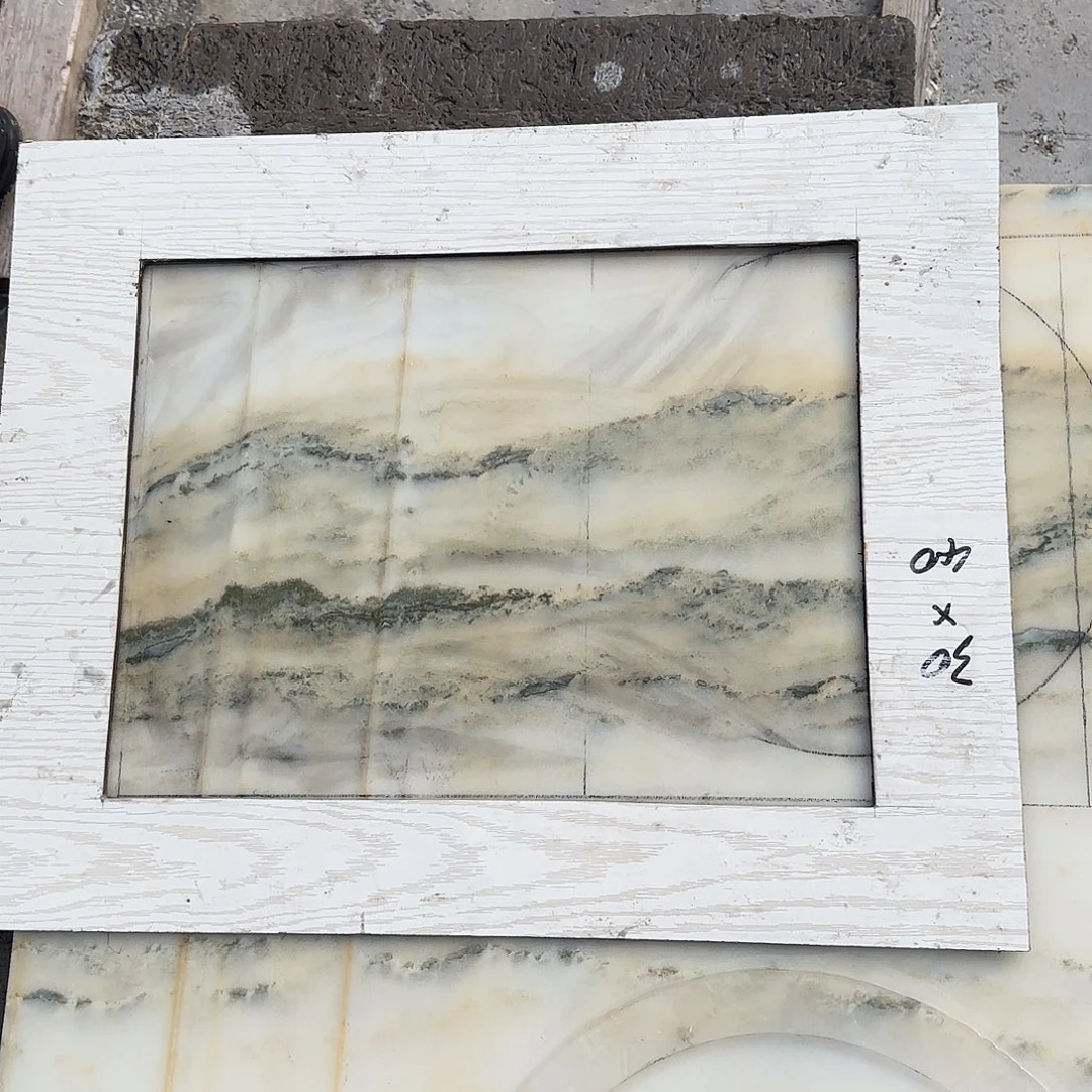 璀***生双层款实木天然大理石画石板