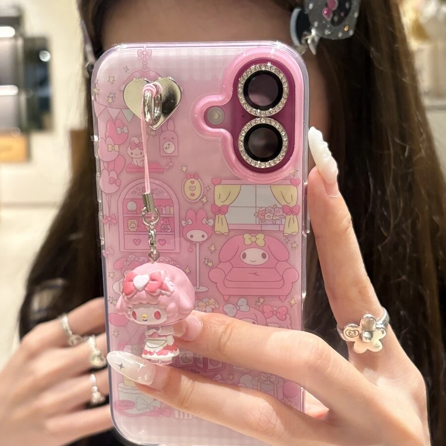 粉底美乐蒂小屋适用iPhone16Promax手机壳苹果15pro甜美14可爱13